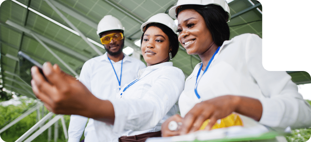 Three black engineers taking a selfie